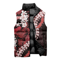 Ulaula Aloha Hawaii Lei Sleeveless Puffer Jacket Tropical Flowers Elegant Vibe - Polynesian Pride