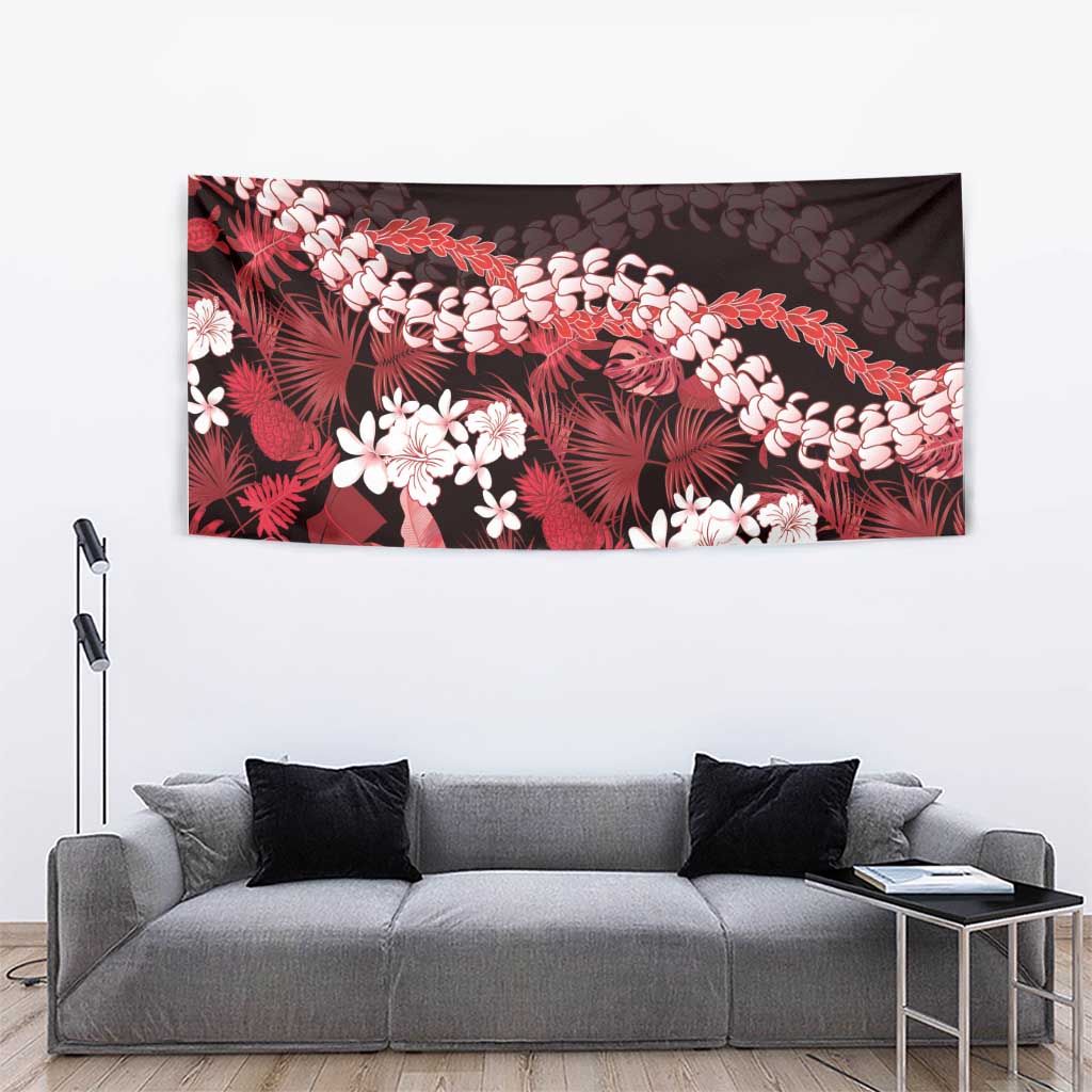 Ulaula Aloha Hawaii Lei Tapestry Tropical Flowers Elegant Vibe - Polynesian Pride
