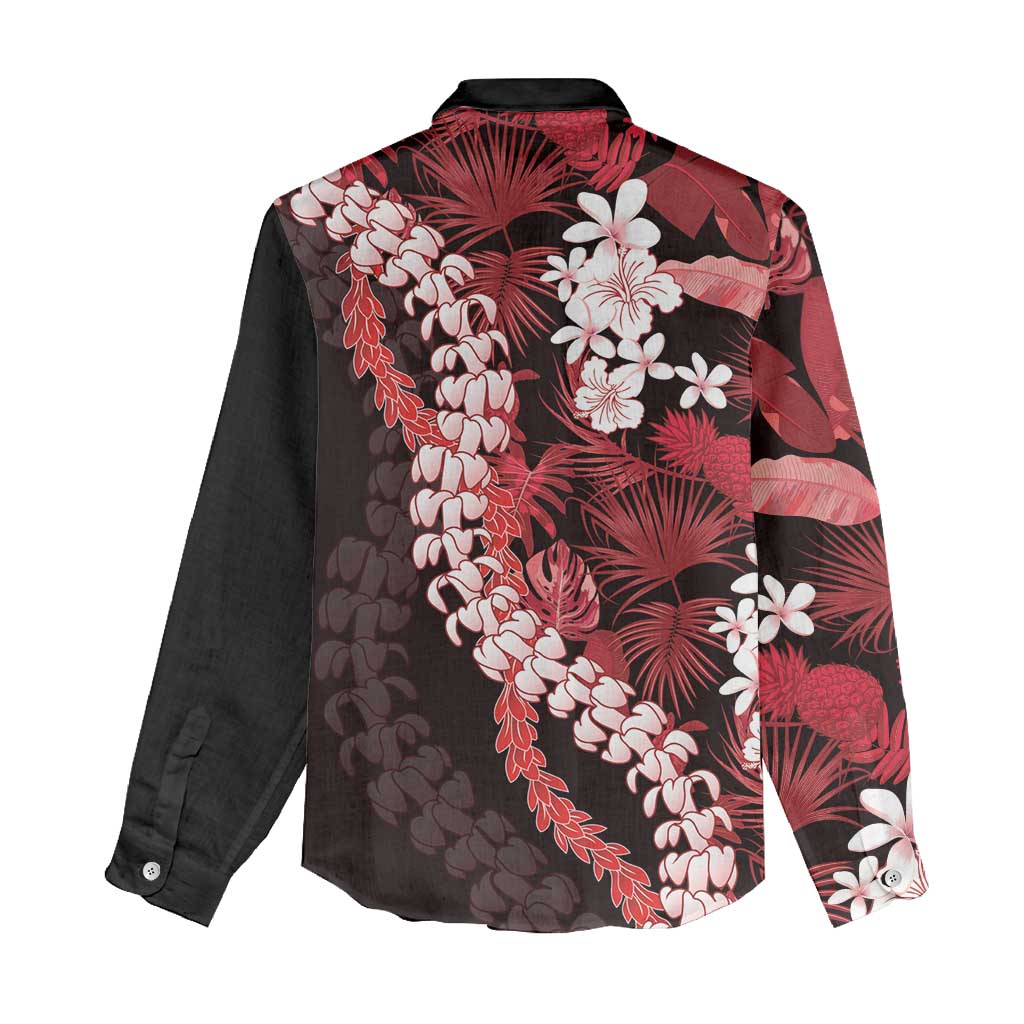Ulaula Aloha Hawaii Lei Women Casual Shirt Tropical Flowers Elegant Vibe - Polynesian Pride