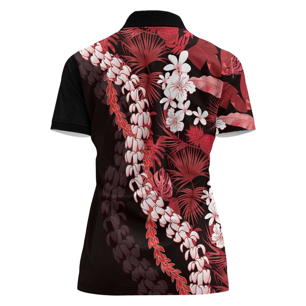 Ulaula Aloha Hawaii Lei Women Polo Shirt Tropical Flowers Elegant Vibe - Polynesian Pride