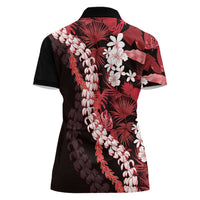 Ulaula Aloha Hawaii Lei Women Polo Shirt Tropical Flowers Elegant Vibe - Polynesian Pride