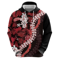 Ulaula Aloha Hawaii Lei Zip Hoodie Tropical Flowers Elegant Vibe - Polynesian Pride
