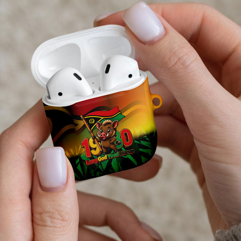 Vanuatu Independence Day AirPods Case Chibi Boar Proud To Be A Ni-Van