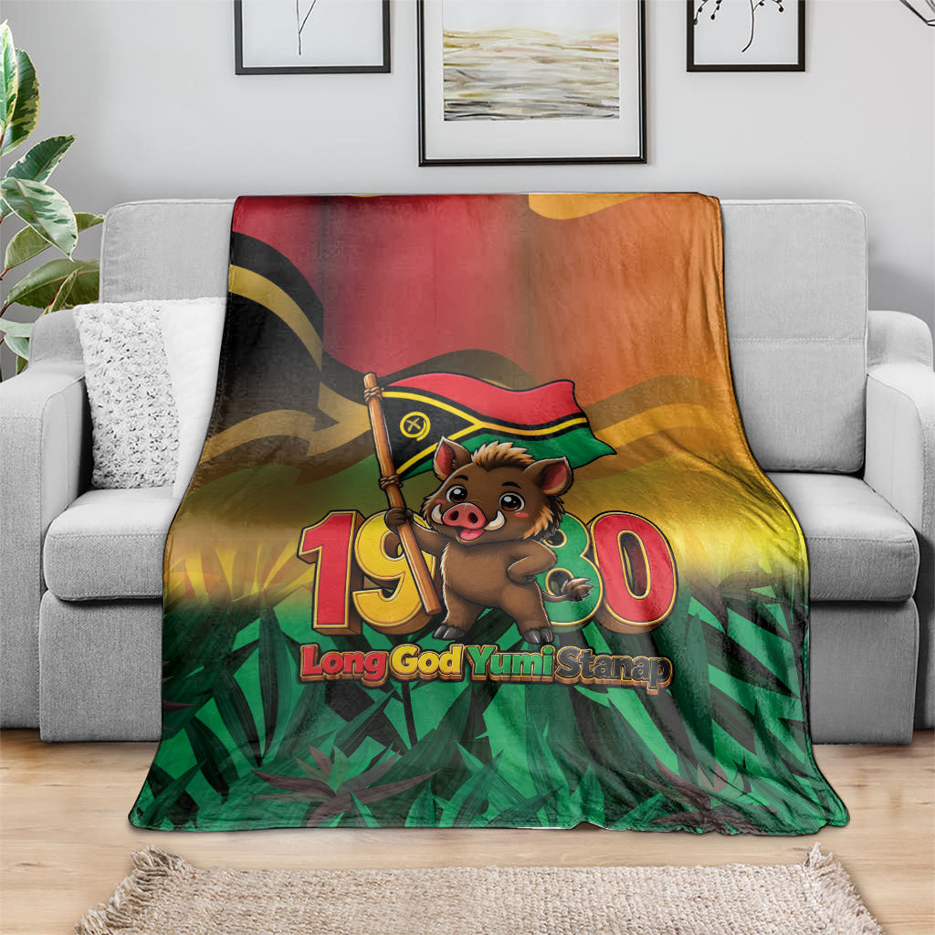 Vanuatu Independence Day Blanket Chibi Boar Proud To Be A Ni-Van