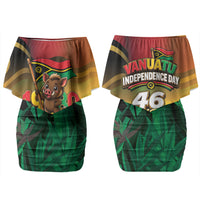 Vanuatu Independence Day Couples Matching Off Shoulder Short Dress and Long Sleeve Button Shirt Chibi Boar Proud To Be A Ni-Van LT14 - Polynesian Pride