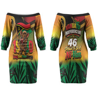 Vanuatu Independence Day Couples Matching Off The Shoulder Long Sleeve Dress and Long Sleeve Button Shirt Chibi Boar Proud To Be A Ni-Van LT14 - Polynesian Pride