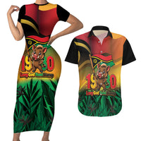 Vanuatu Independence Day Couples Matching Short Sleeve Bodycon Dress and Hawaiian Shirt Chibi Boar Proud To Be A Ni-Van