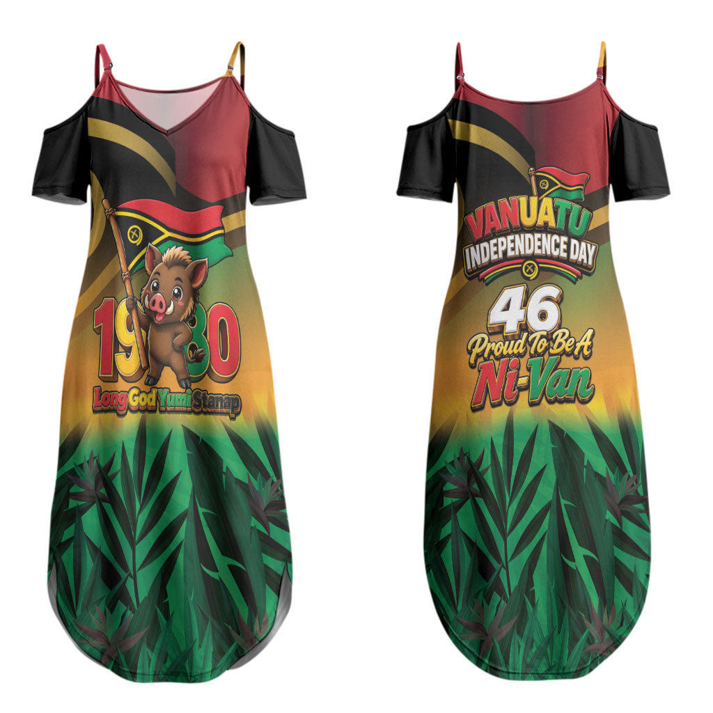 Vanuatu Independence Day Couples Matching Summer Maxi Dress and Long Sleeve Button Shirt Chibi Boar Proud To Be A Ni-Van LT14 - Polynesian Pride
