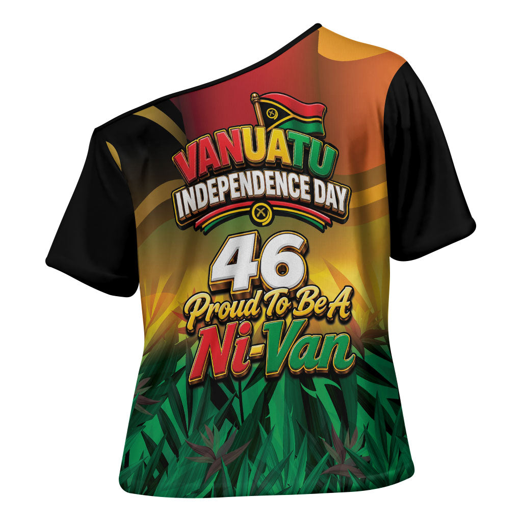 Vanuatu Independence Day Cross Shoulder Shirt Chibi Boar Proud To Be A Ni-Van