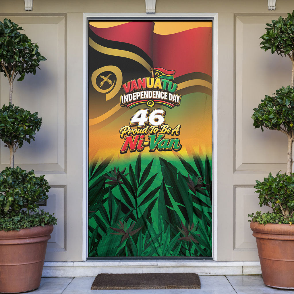 Vanuatu Independence Day Door Cover Chibi Boar Proud To Be A Ni-Van LT14 Multicolor - Polynesian Pride