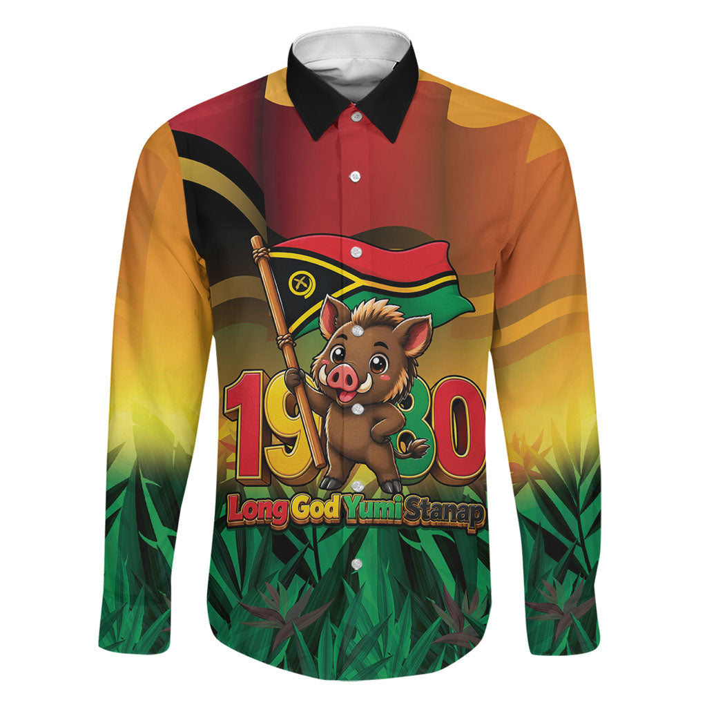 Vanuatu Independence Day Family Matching Off The Shoulder Long Sleeve Dress and Hawaiian Shirt Chibi Boar Proud To Be A Ni-Van
