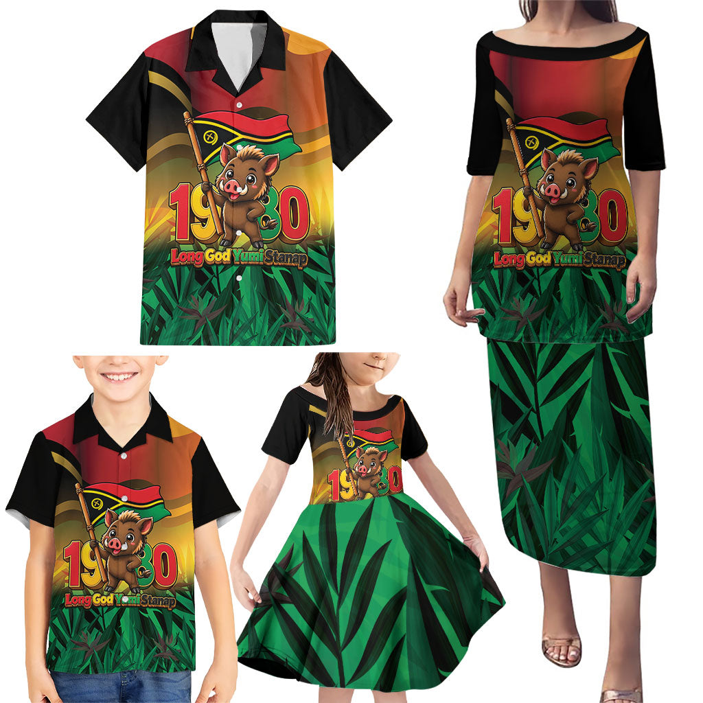 Vanuatu Independence Day Family Matching Puletasi and Hawaiian Shirt Chibi Boar Proud To Be A Ni-Van LT14 - Polynesian Pride