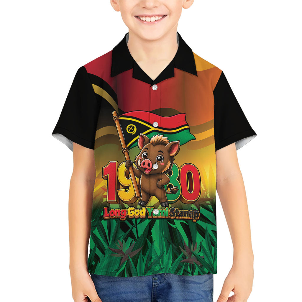 Vanuatu Independence Day Hawaiian Shirt Chibi Boar Proud To Be A Ni-Van