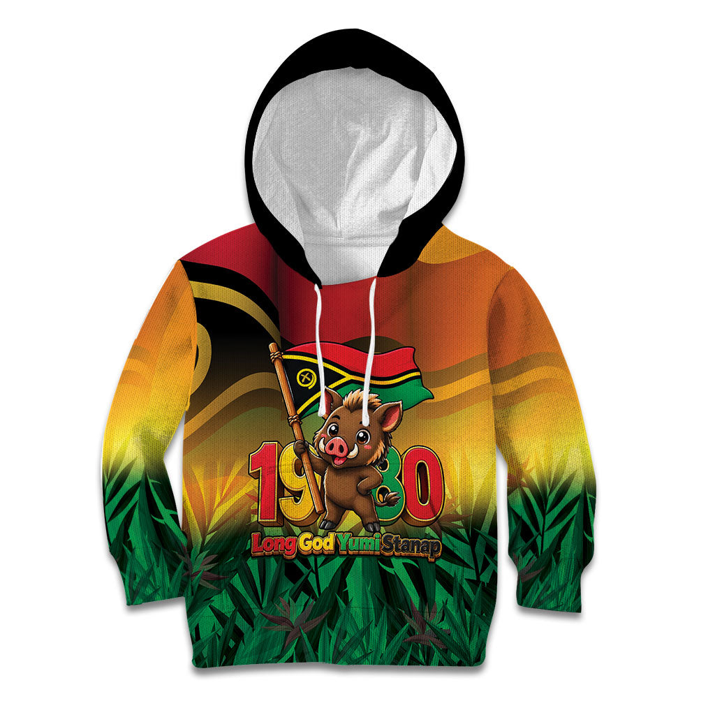 Vanuatu Independence Day Kid Hoodie Chibi Boar Proud To Be A Ni-Van