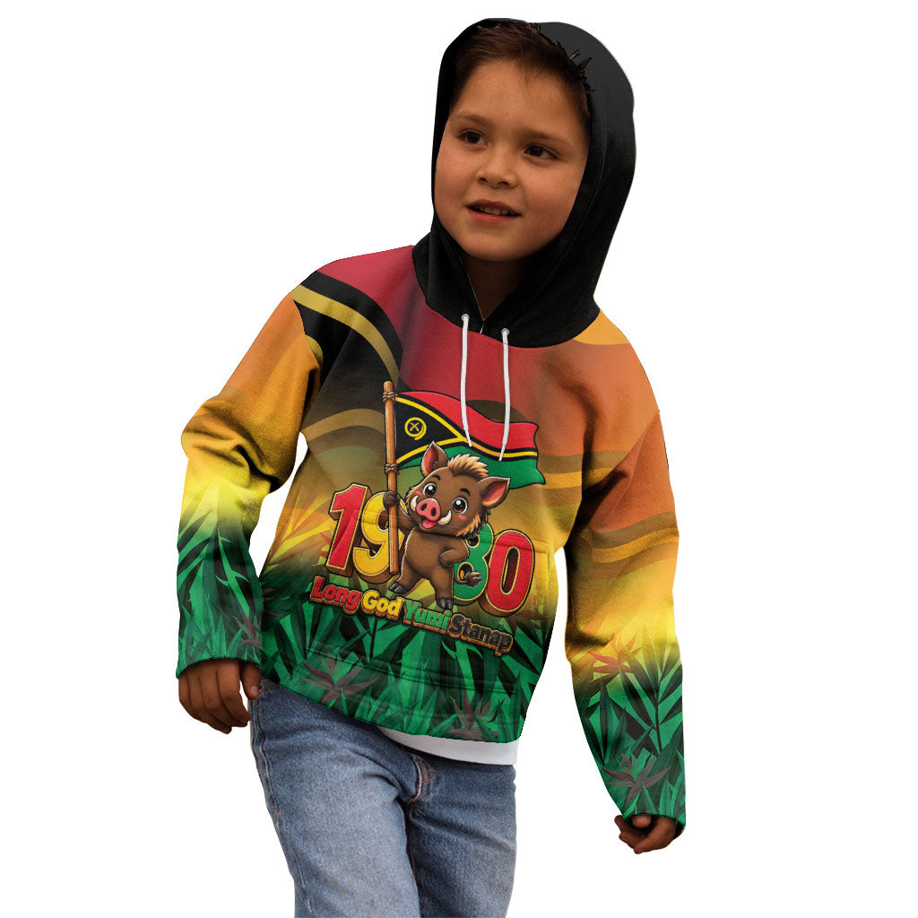 Vanuatu Independence Day Kid Hoodie Chibi Boar Proud To Be A Ni-Van