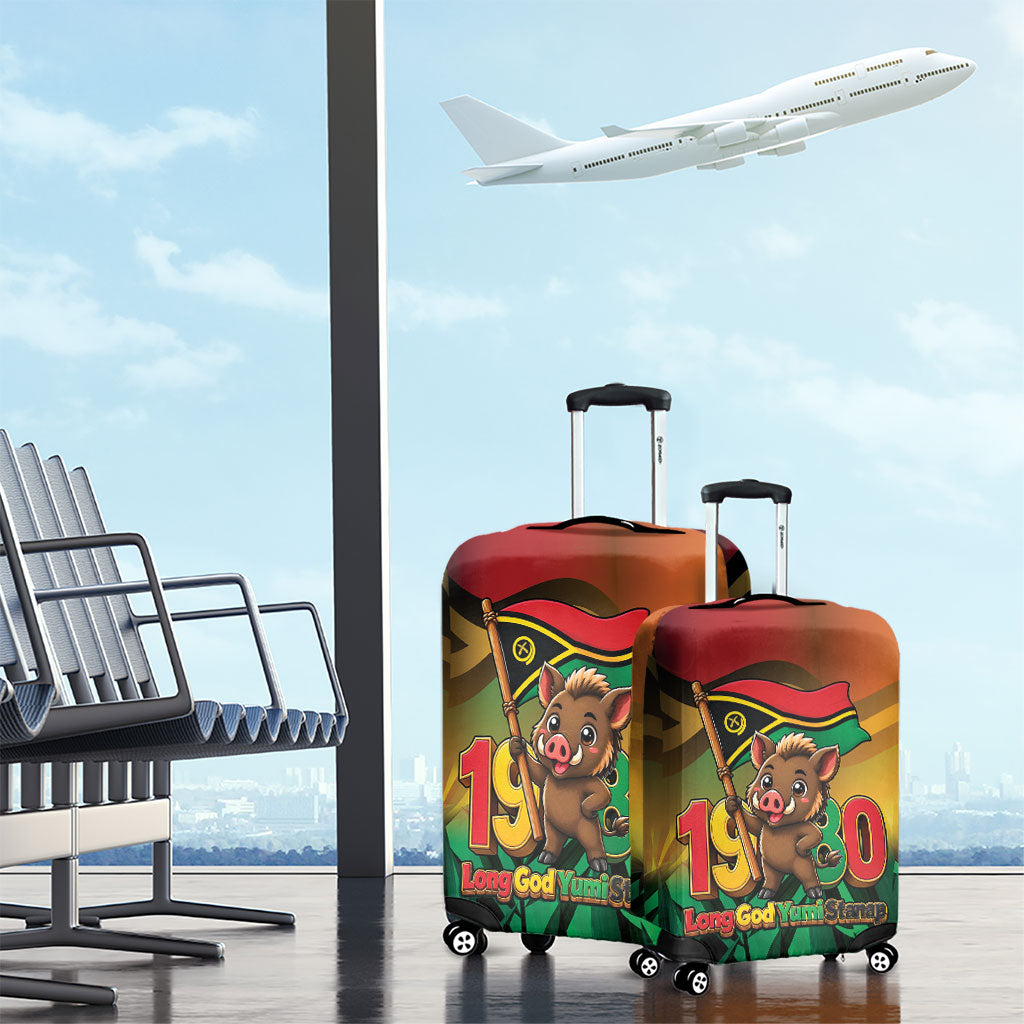 Vanuatu Independence Day Luggage Cover Chibi Boar Proud To Be A Ni-Van
