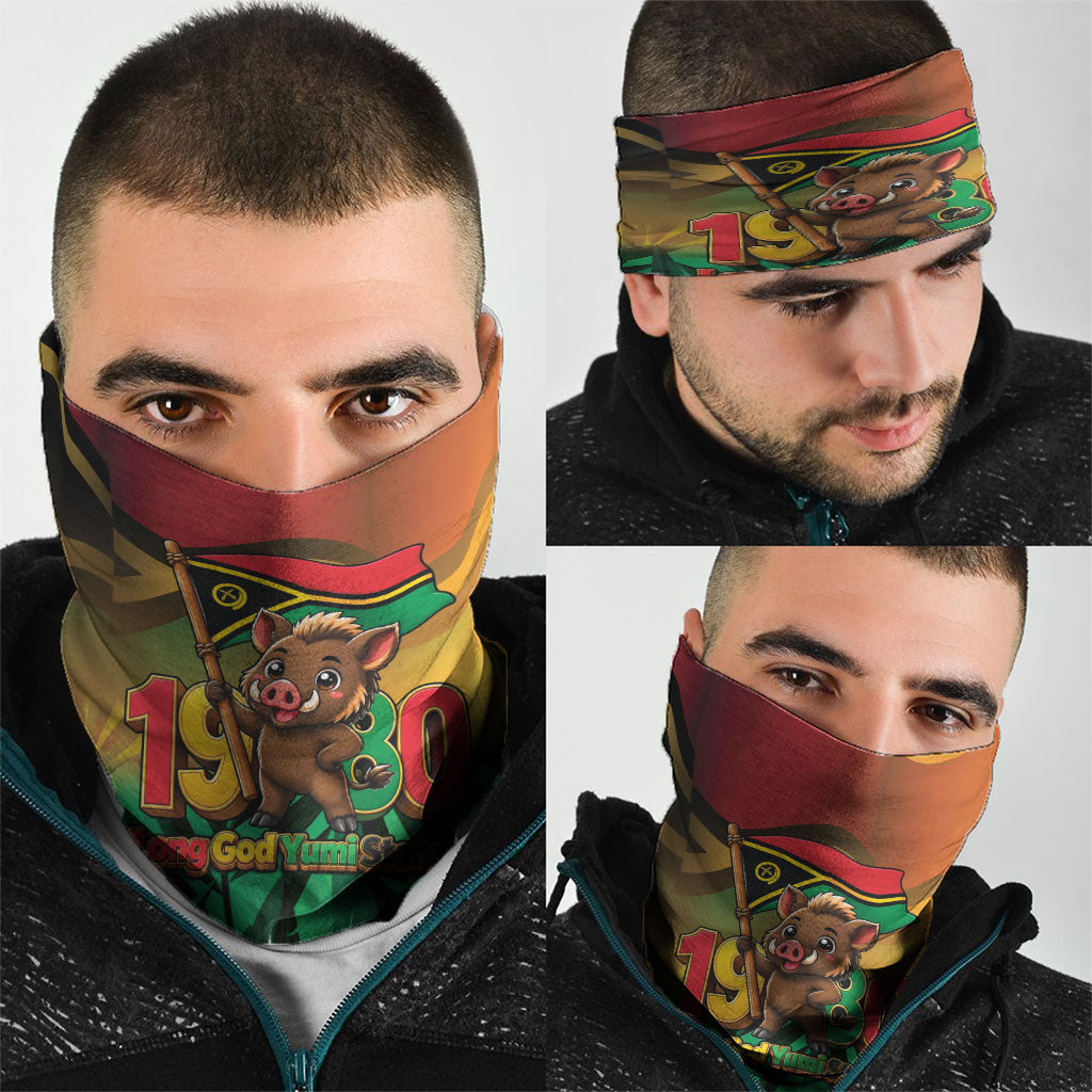 Vanuatu Independence Day Neck Gaiter Chibi Boar Proud To Be A Ni-Van