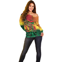Vanuatu Independence Day Off Shoulder Sweater Chibi Boar Proud To Be A Ni-Van