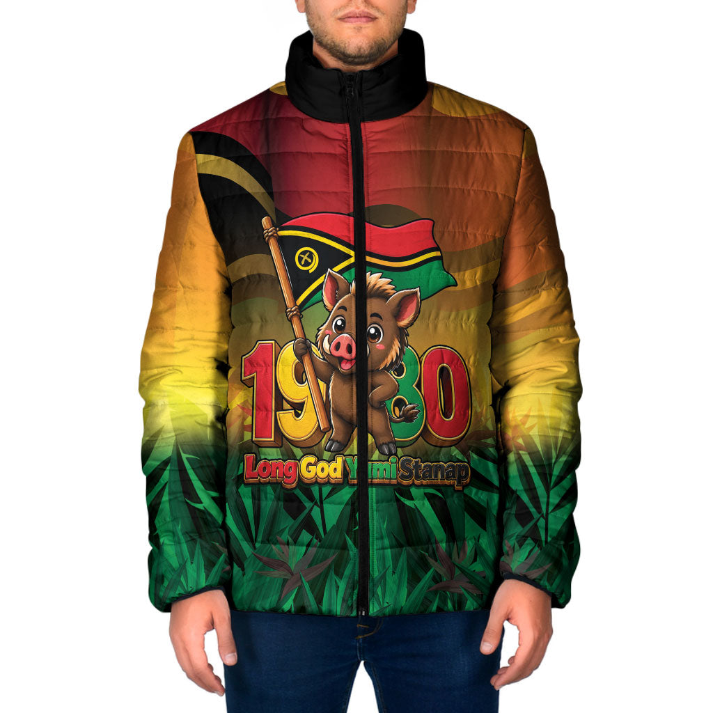 Vanuatu Independence Day Padded Jacket Chibi Boar Proud To Be A Ni-Van LT14 Men Multicolor - Polynesian Pride