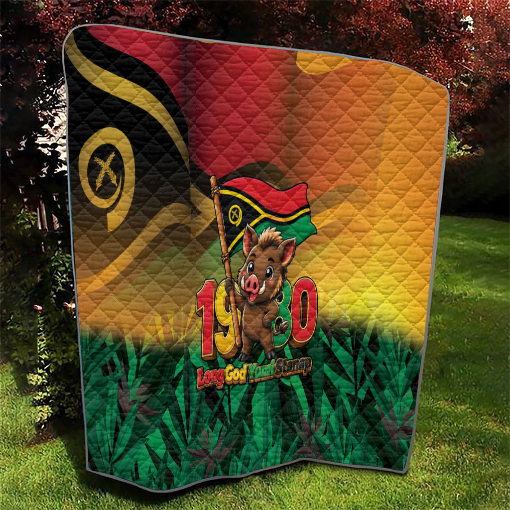 Vanuatu Independence Day Quilt Chibi Boar Proud To Be A Ni-Van
