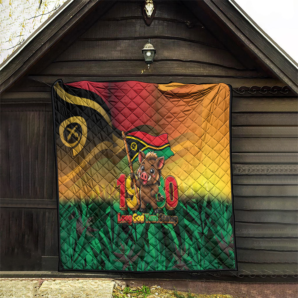 Vanuatu Independence Day Quilt Chibi Boar Proud To Be A Ni-Van