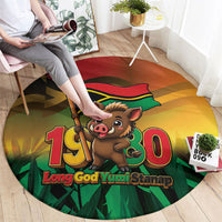 Vanuatu Independence Day Round Carpet Chibi Boar Proud To Be A Ni-Van