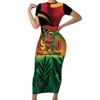 Vanuatu Independence Day Short Sleeve Bodycon Dress Chibi Boar Proud To Be A Ni-Van
