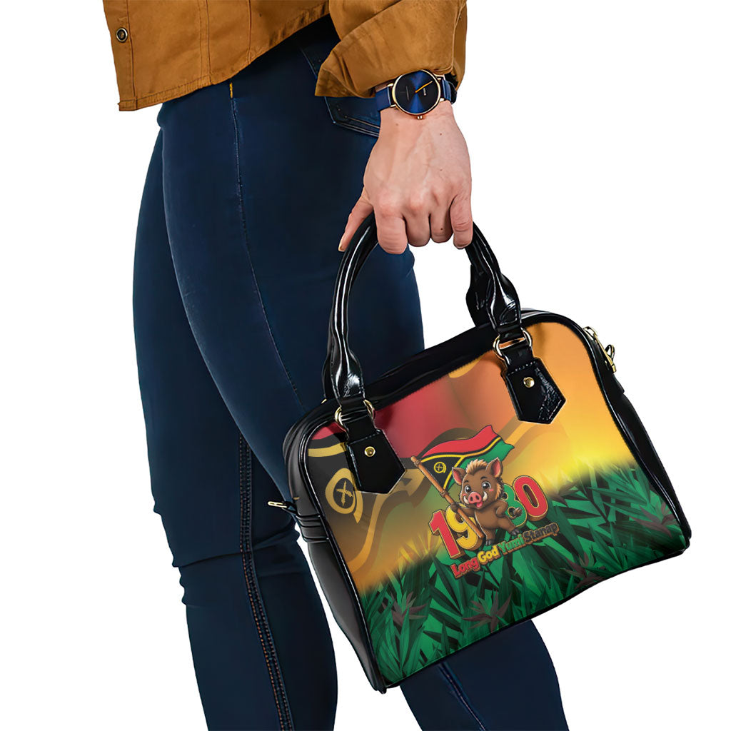 Vanuatu Independence Day Shoulder Handbag Chibi Boar Proud To Be A Ni-Van