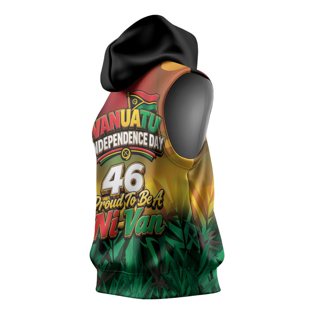 Vanuatu Independence Day Sleeveless Hoodie Chibi Boar Proud To Be A Ni-Van