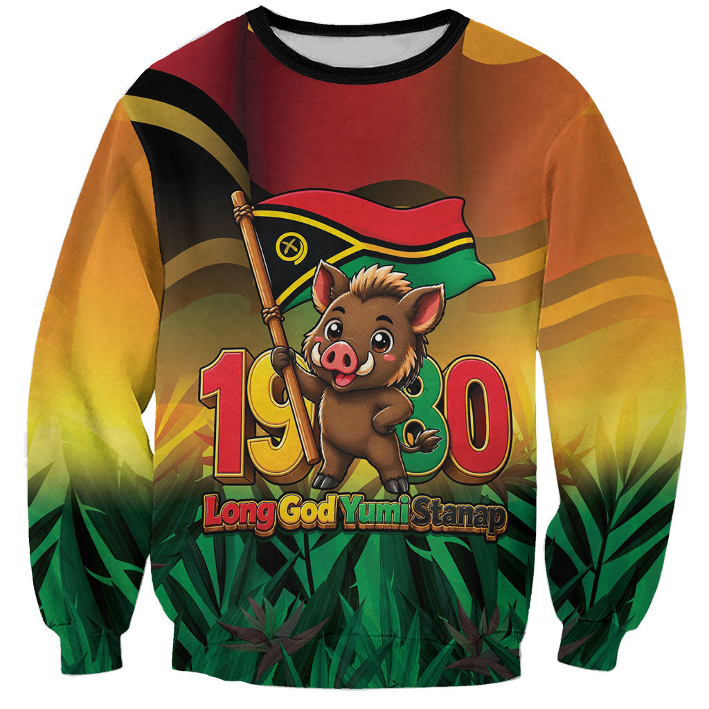Vanuatu Independence Day Sweatshirt Chibi Boar Proud To Be A Ni-Van LT14 Unisex Multicolor - Polynesian Pride