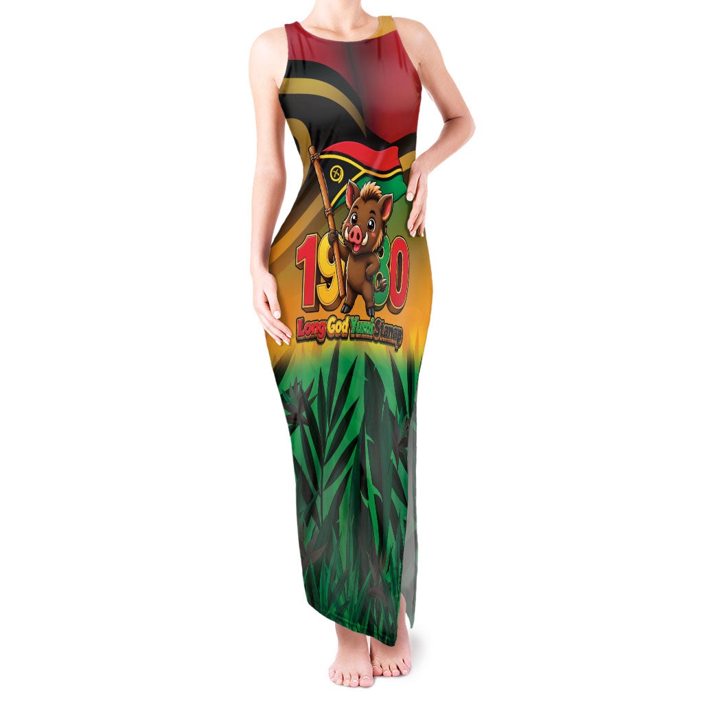 Vanuatu Independence Day Tank Maxi Dress Chibi Boar Proud To Be A Ni-Van LT14 Women Multicolor - Polynesian Pride