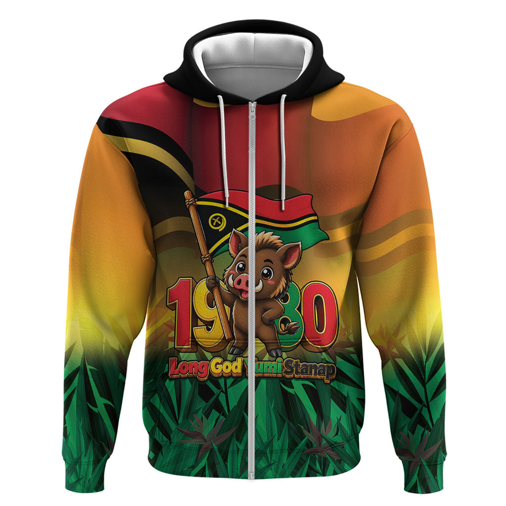 Vanuatu Independence Day Zip Hoodie Chibi Boar Proud To Be A Ni-Van