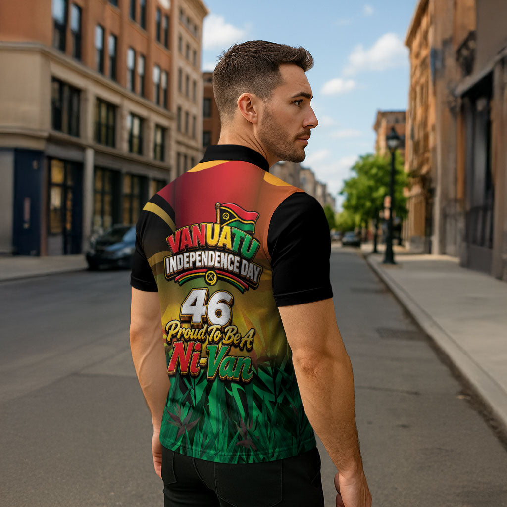 Vanuatu Independence Day Zipper Polo Shirt Chibi Boar Proud To Be A Ni-Van