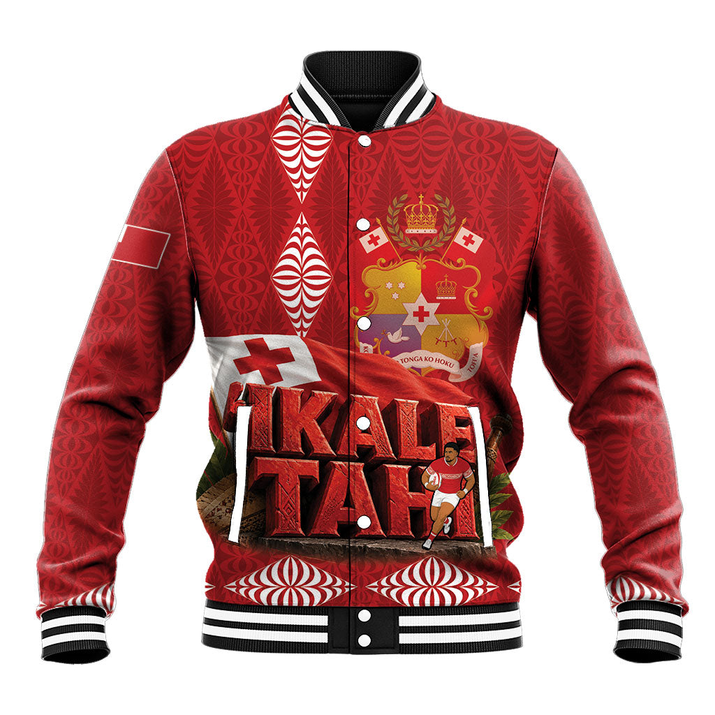 Tonga Rugby Custom Baseball Jacket 2026 Go Ikale Tahi Ngatu Pattern