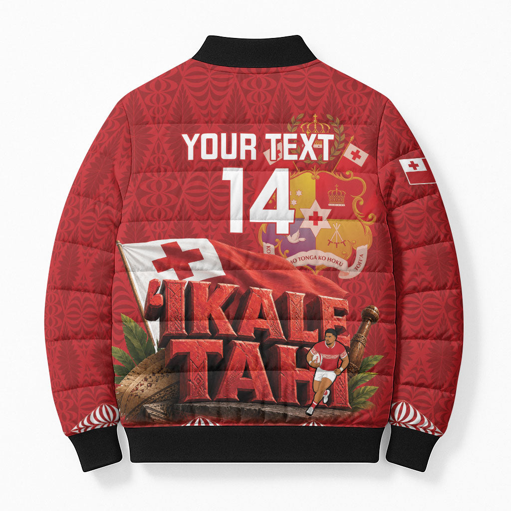 Tonga Rugby Custom Bomber Puffer Jacket 2026 Go Ikale Tahi Ngatu Pattern