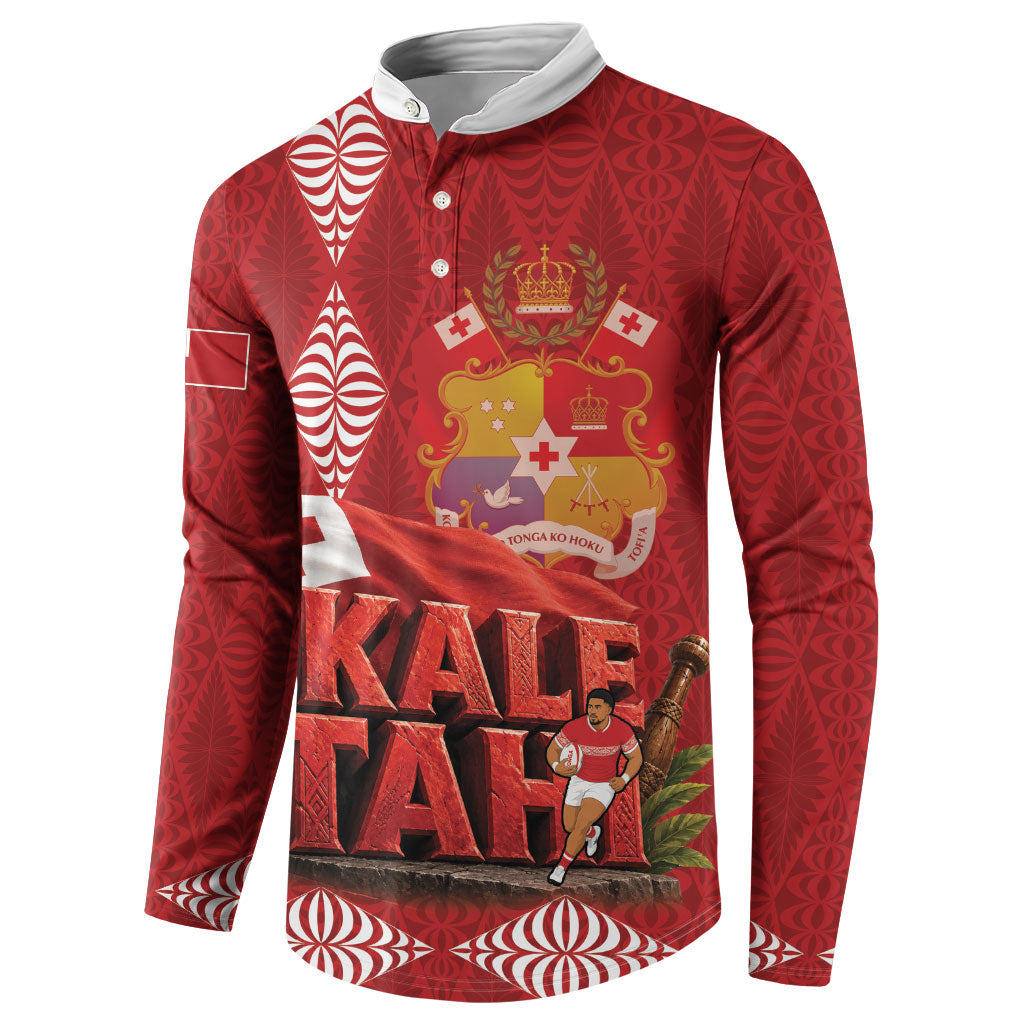 Tonga Rugby Custom Button Sweatshirt 2026 Go Ikale Tahi Ngatu Pattern