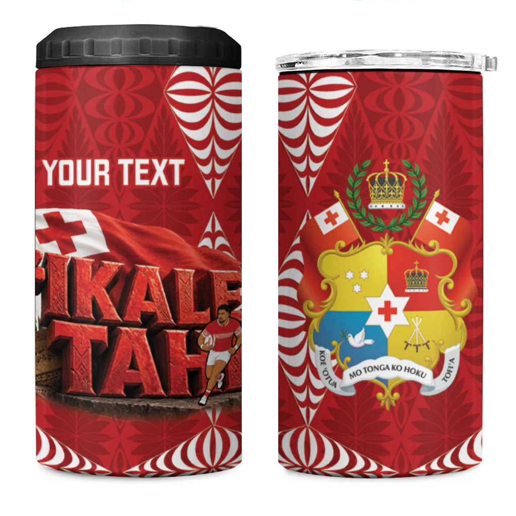Tonga Rugby Custom 4 in 1 Can Cooler Tumbler 2026 Go Ikale Tahi Ngatu Pattern