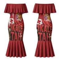 Tonga Rugby Custom Couples Matching Mermaid Dress and Long Sleeve Button Shirt 2026 Go Ikale Tahi Ngatu Pattern LT14 - Polynesian Pride