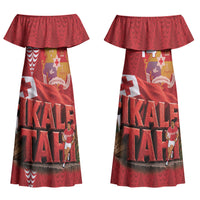 Tonga Rugby Custom Couples Matching Off Shoulder Maxi Dress and Hawaiian Shirt 2026 Go Ikale Tahi Ngatu Pattern LT14 - Polynesian Pride