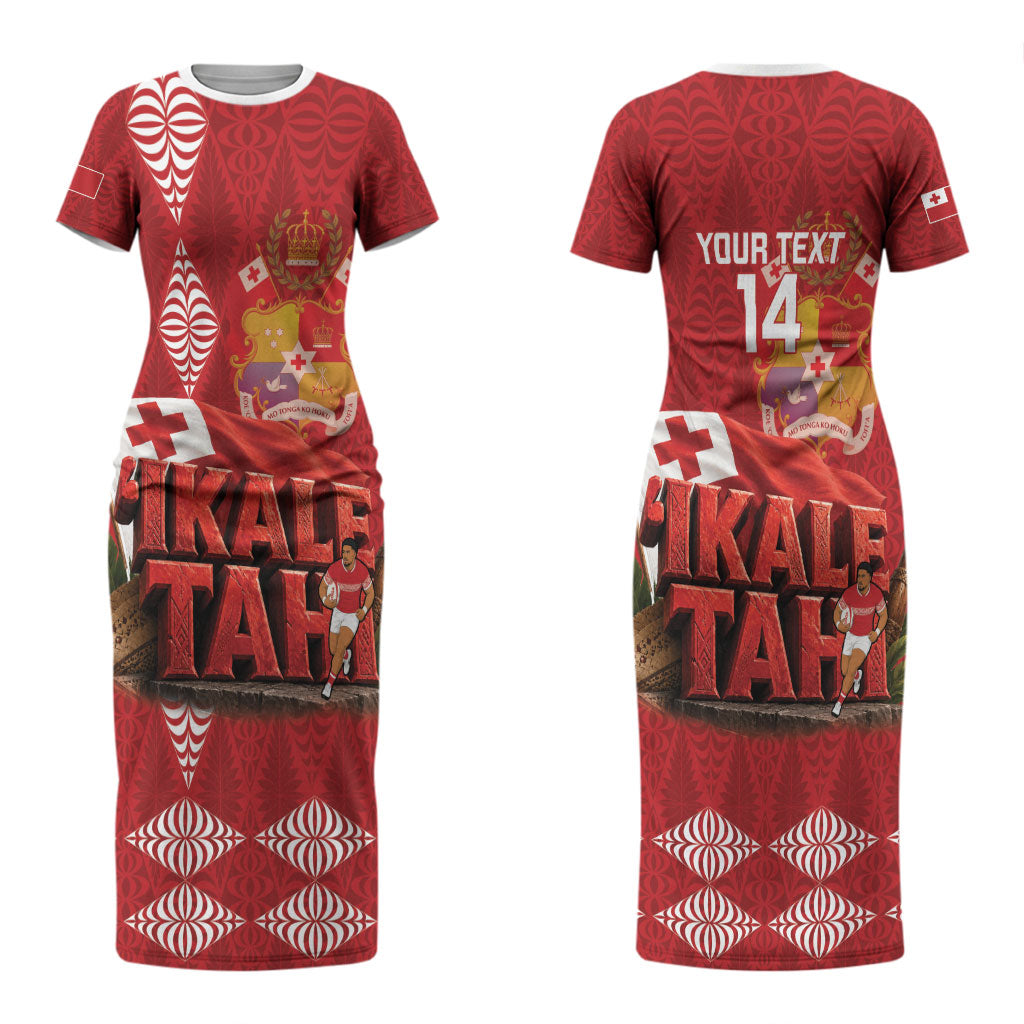 Tonga Rugby Custom Couples Matching Short Sleeve Bodycon Dress and Long Sleeve Button Shirt 2026 Go Ikale Tahi Ngatu Pattern LT14 - Polynesian Pride