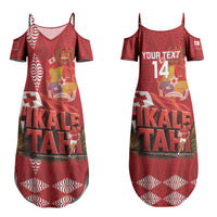 Tonga Rugby Custom Couples Matching Summer Maxi Dress and Long Sleeve Button Shirt 2026 Go Ikale Tahi Ngatu Pattern LT14 - Polynesian Pride