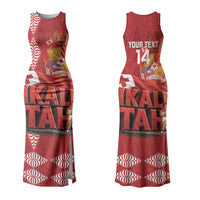 Tonga Rugby Custom Couples Matching Tank Maxi Dress and Long Sleeve Button Shirt 2026 Go Ikale Tahi Ngatu Pattern LT14 - Polynesian Pride