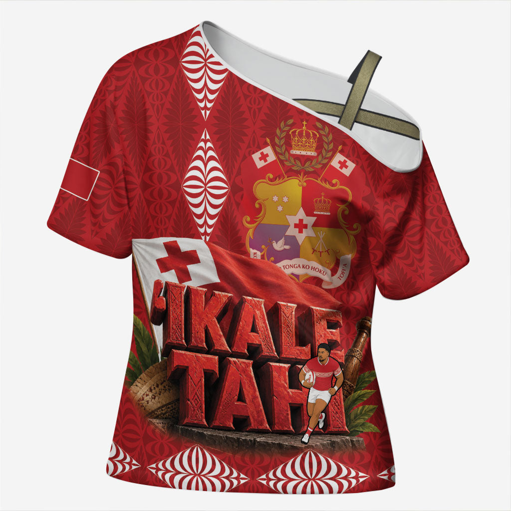 Tonga Rugby Custom Cross Shoulder Shirt 2026 Go Ikale Tahi Ngatu Pattern