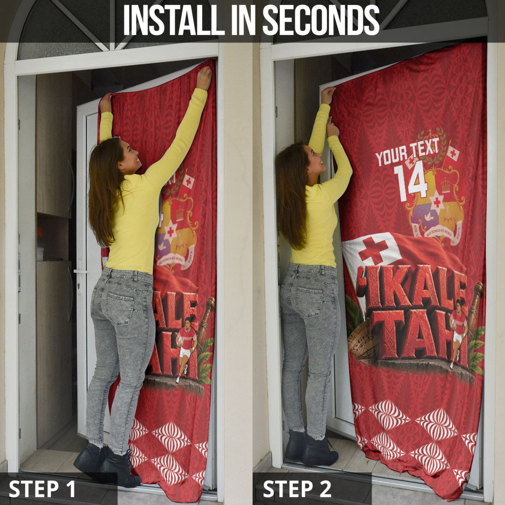 Tonga Rugby Custom Door Cover 2026 Go Ikale Tahi Ngatu Pattern