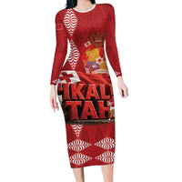 Tonga Rugby Custom Family Matching Long Sleeve Bodycon Dress and Hawaiian Shirt 2026 Go Ikale Tahi Ngatu Pattern