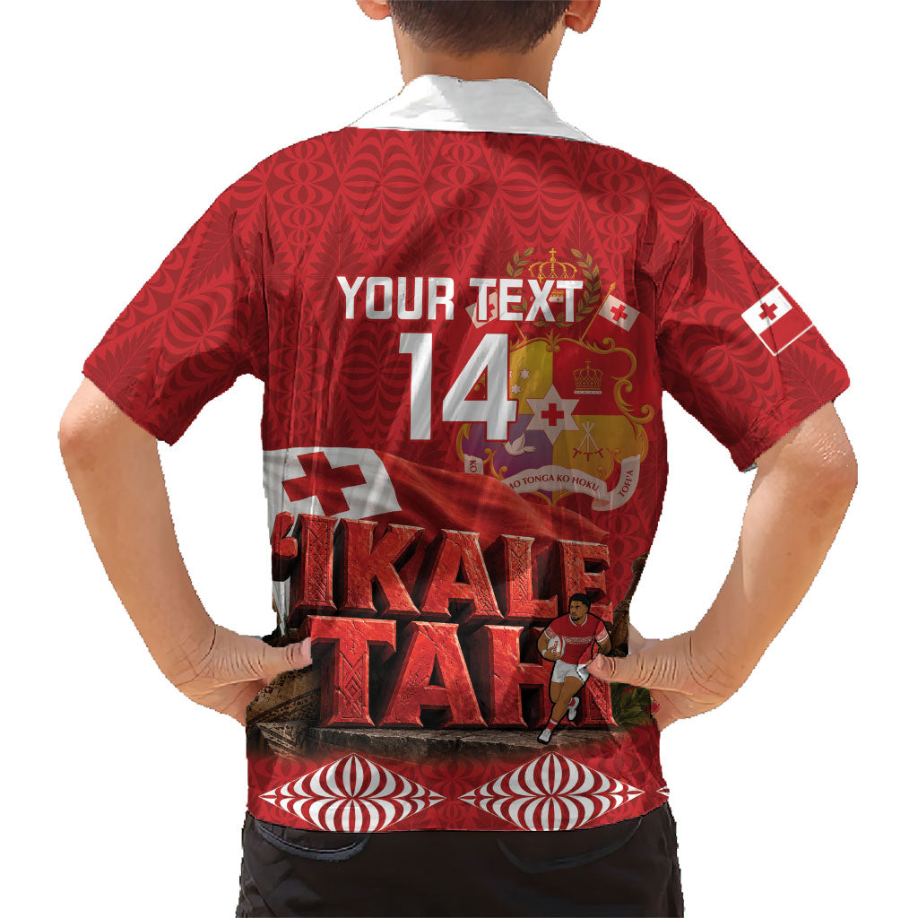 Tonga Rugby Custom Family Matching Off The Shoulder Long Sleeve Dress and Hawaiian Shirt 2026 Go Ikale Tahi Ngatu Pattern
