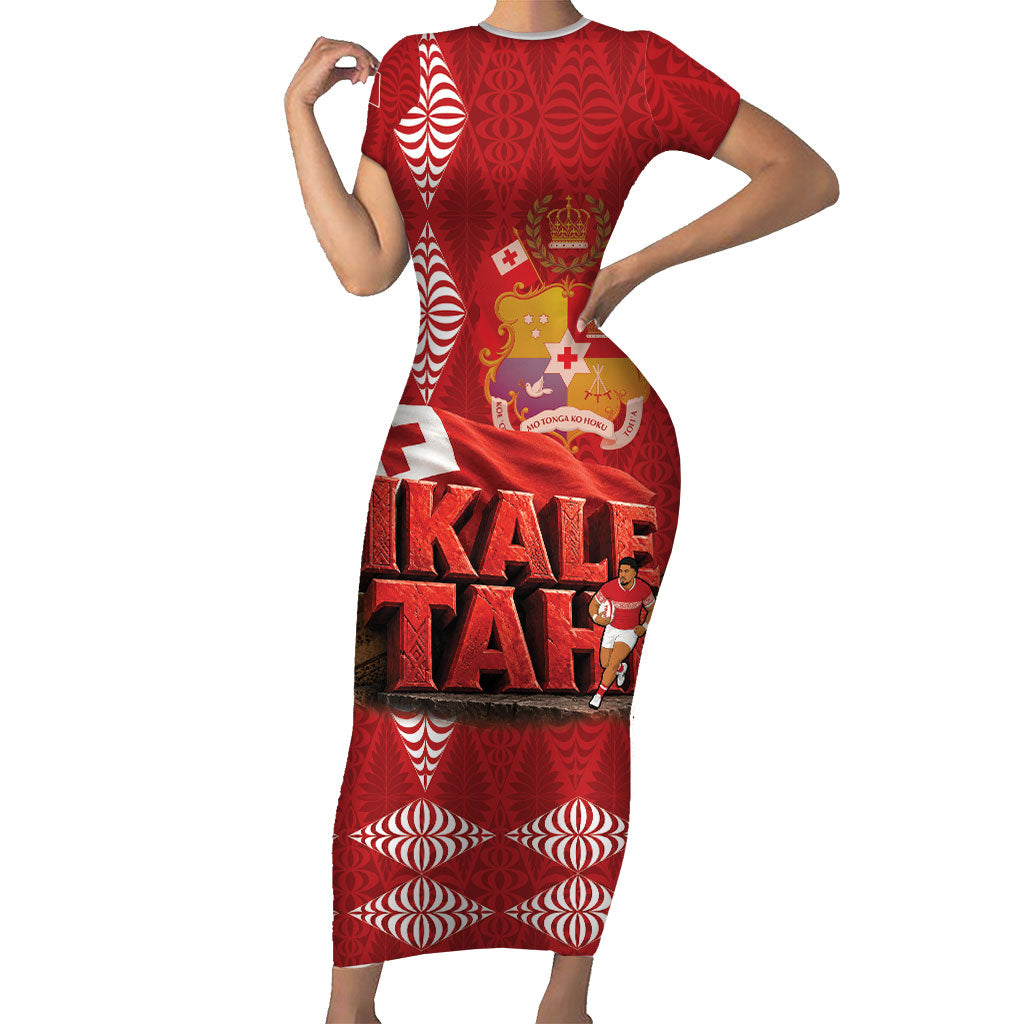 Tonga Rugby Custom Family Matching Short Sleeve Bodycon Dress and Hawaiian Shirt 2026 Go Ikale Tahi Ngatu Pattern