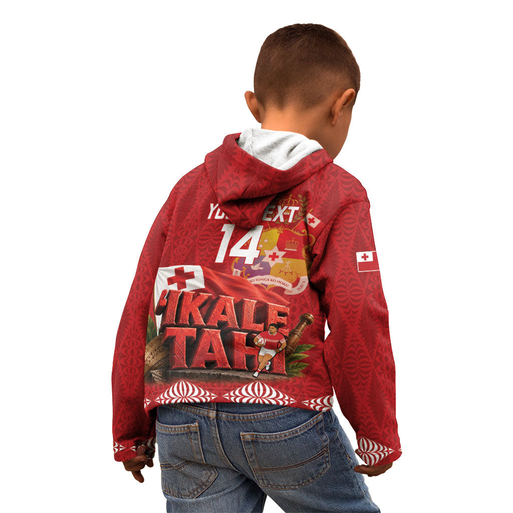 Tonga Rugby Custom Kid Hoodie 2026 Go Ikale Tahi Ngatu Pattern