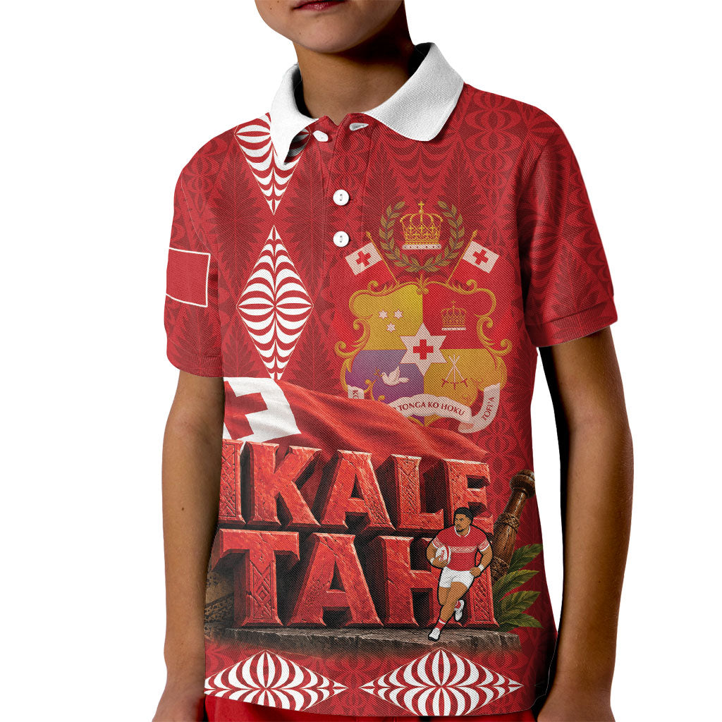 Tonga Rugby Custom Kid Polo Shirt 2026 Go Ikale Tahi Ngatu Pattern