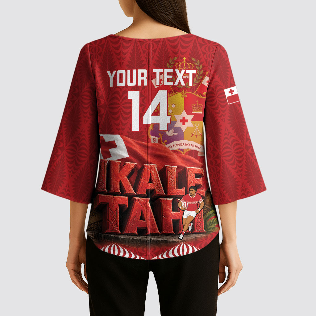Tonga Rugby Custom Kimono Sleeve Blouse 2026 Go Ikale Tahi Ngatu Pattern